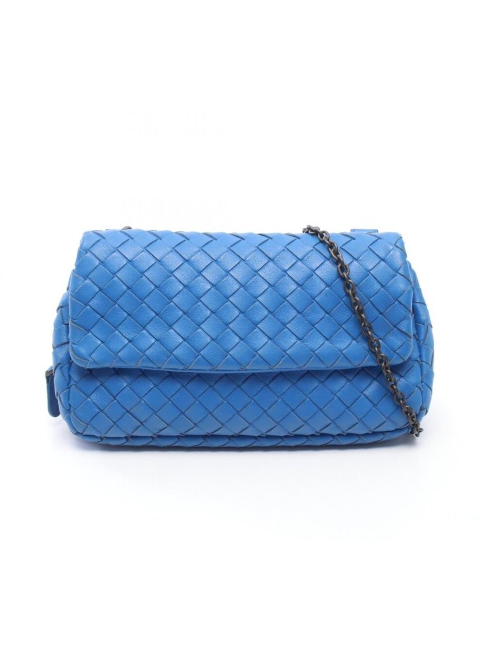 Bottega Veneta Shoulder Bag Intrecciato Blue Leather Mini Chain